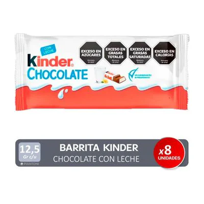 Kinder Chocolate Barritas T8 100g Pack X8