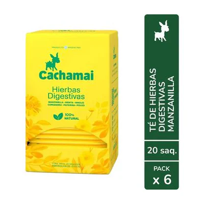 Té Amarillo Cachamai Hierbas Digestivas 20 Saq Pack X3